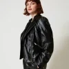 Bikerjacke Aus Lederimitat Mit Reißverschlüssen