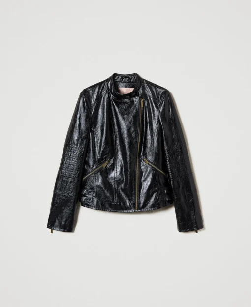 Bikerjacke Aus Lederimitat Mit Reißverschlüssen