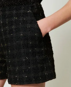 Boucléshorts Mit Karomuster