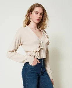 Cardigan Aus Wollmischung Mit Volants