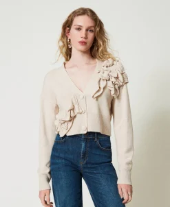 Cardigan Aus Wollmischung Mit Volants