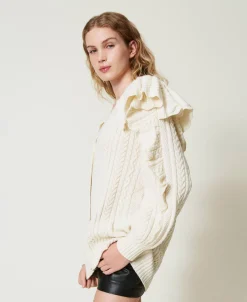 Cardigan Aus Wollmischung Mit Volants