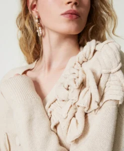 Cardigan Aus Wollmischung Mit Volants