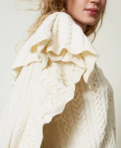 Cardigan Aus Wollmischung Mit Volants