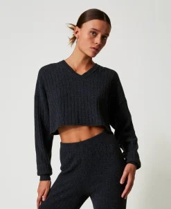 Cropped-Pullover Aus Wollmischung