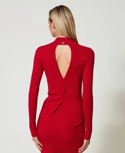 Figurbetonter Pullover Mit Rippenmuster Und Öffnung