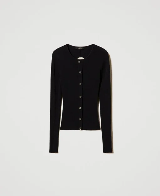 Gerippter Cardigan Mit Nieten