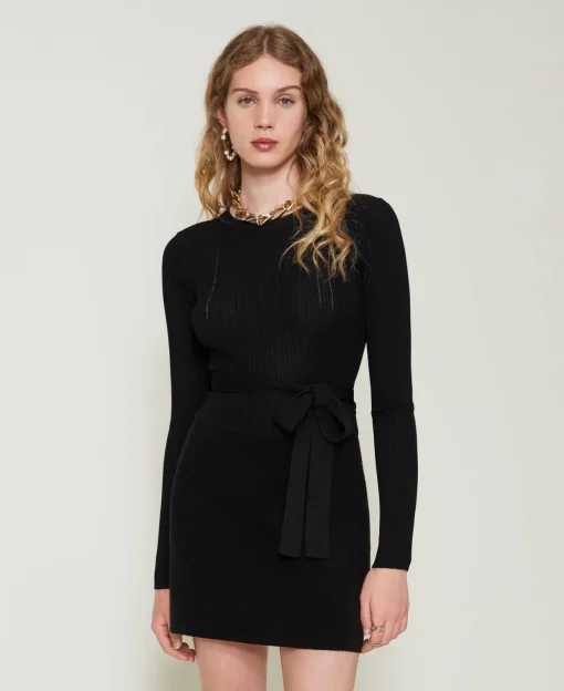 Gerippter Pullover Mit Schleife