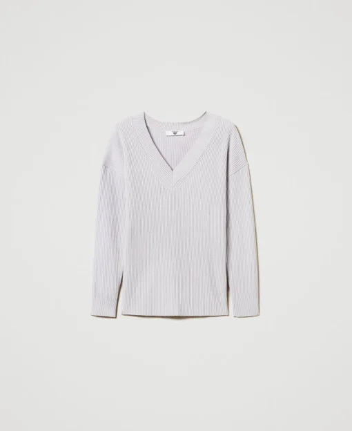 Gerippter Pullover Mit Schlitz