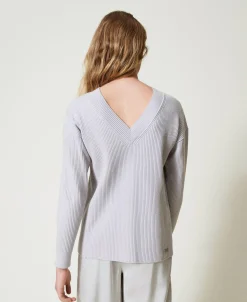 Gerippter Pullover Mit Schlitz
