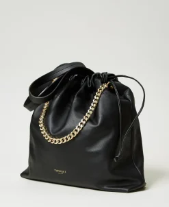 Großer Shopper Aus Leder Mit Tunnelzug