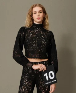 Kastiger Häkelpullover Mit Blumendessin