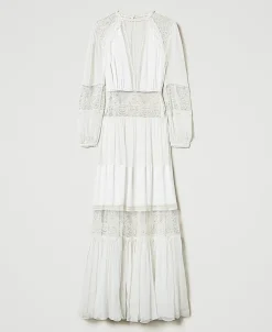 Kleid Aus Seidenkrepon Mit Spitze