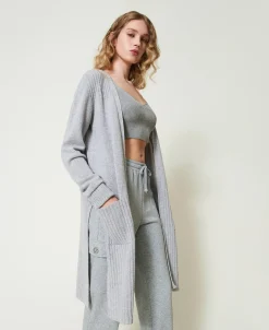 Maxicardigan Aus Wolle-Lurex-Mischung