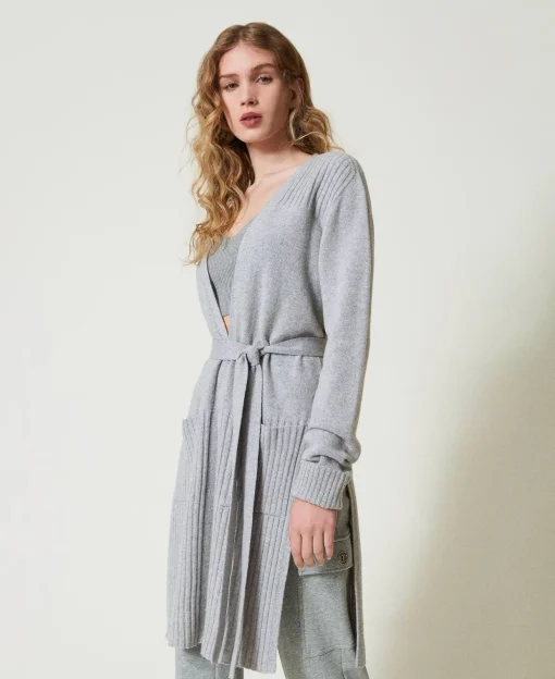Maxicardigan Aus Wolle-Lurex-Mischung