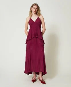 Maxikleid Aus Plissiertem Georgette