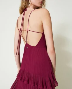 Maxikleid Aus Plissiertem Georgette