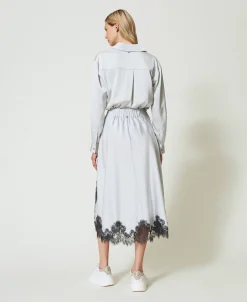 Maxirock Aus Satin Und Spitze