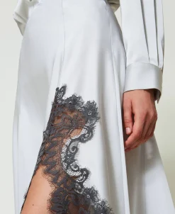 Maxirock Aus Satin Und Spitze