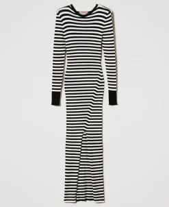 Maxistrickkleid Mit Streifen