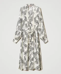 Midikleid Aus Jacquard Mit Jaguarprint