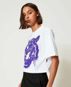 MYFO Kasten-T-Shirt Mit Print Und Pailletten