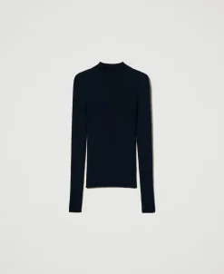 Nahtloser Stehkragenpullover Aus Wolle