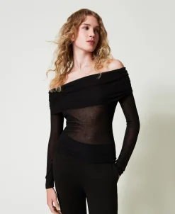 Off-Shoulder Pullover Aus Viskose