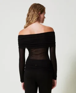 Off-Shoulder Pullover Aus Viskose