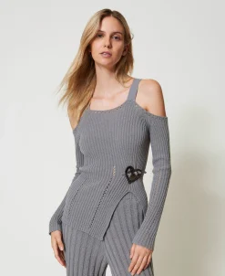 Pullover Aus Treeblend-Garn Mit Brosche