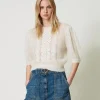 Pullover Aus Wolle Und Mohair Mit Spitze