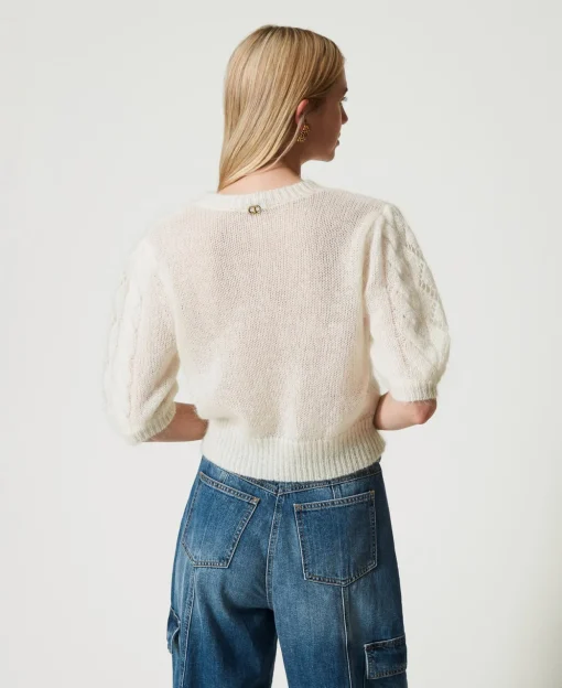 Pullover Aus Wolle Und Mohair Mit Spitze