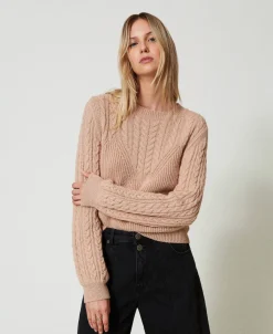 Pullover Aus Wollmischung Mit Zopfmuster