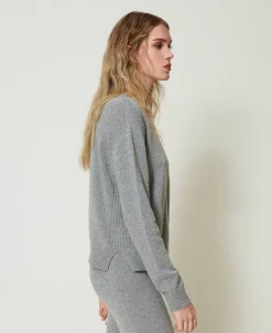 Pullover Aus Wollmischung Mit Sticklogo