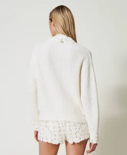 Pullover Aus Wollmischung Mit Stickerei