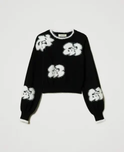 Pullover Mit Blumenintarsien