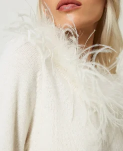 Regular-Fit-Pullover Aus Wollmischung Mit Federn