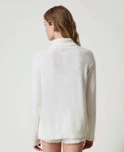 Rollkragenpullover Aus Angoramischung Mit Perlen