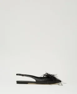 Slingback-Ballerina Aus Leder Mit Federn