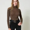 Stehkragenpullover Aus Lurexgarn