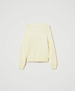 Stehkragenpullover Aus Wollmischung Mit Zopfmuster