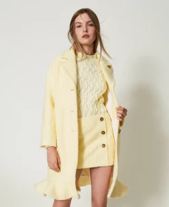 Stehkragenpullover Aus Wollmischung Mit Zopfmuster