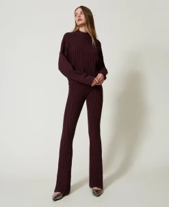 Stehkragenpullover Mit Zopfmuster Und Strass