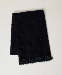 Strickschal Mit Lurex Und Fransen