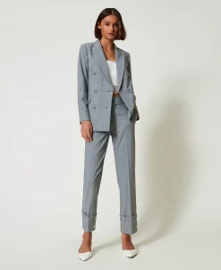 Top Aus Crêpe-Cady Und Besticktem Organza