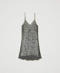 Von Hand Besticktes Kurzes Kleid Aus Tüll