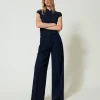 Wide-Leg-Hose Mit Lurex-Nadelstreifen