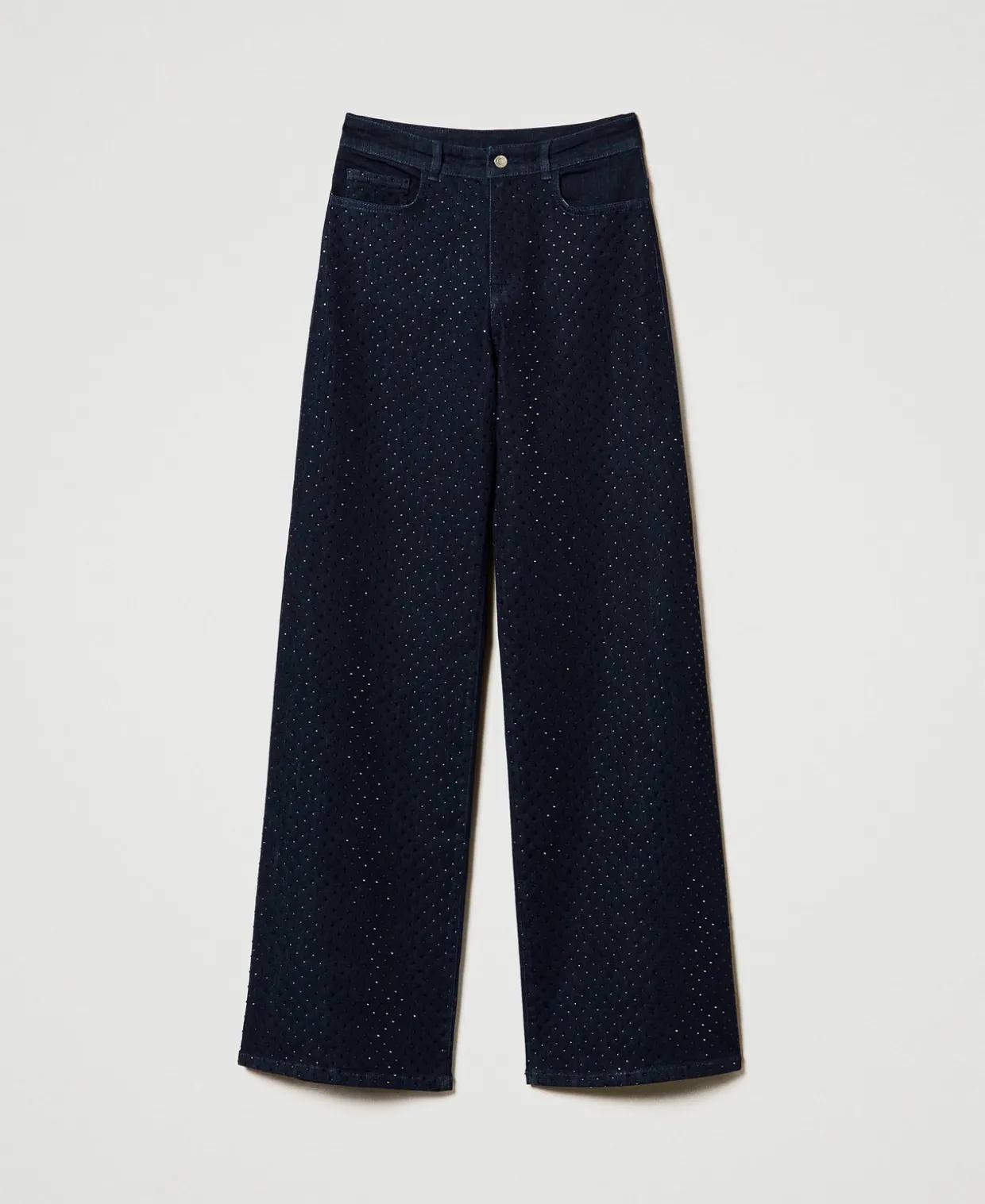 Wide-Leg-Jeans Mit Alloverstrass