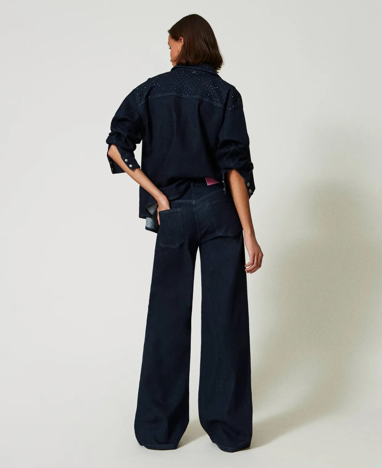 Wide-Leg-Jeans Mit Alloverstrass