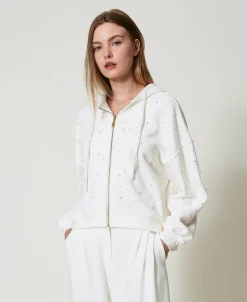 Asymmetrische Sweatjacke Mit Perlen